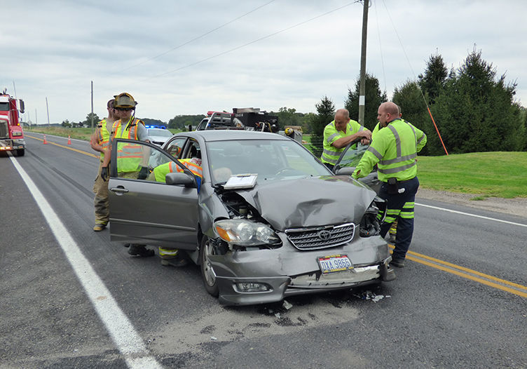 Accident leads to two being transported for minor injuries